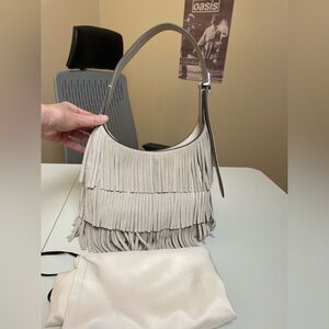 Kate Spade 454 White Suede Fringe shoulder bag